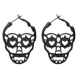 Black Punk Rock Skull Earrings